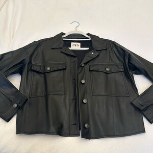 New Leather Long Sleeve Crop Jacket